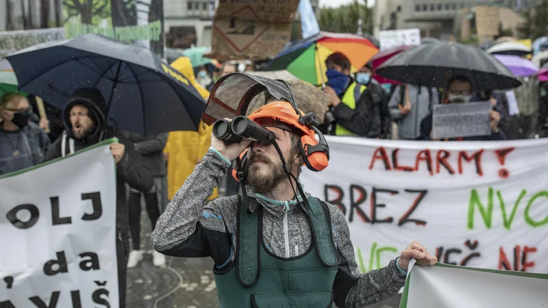 Fotografija: Naravovarstveniki so zaradi omejitev v predpisih tudi protestirali pred državnim zborom. FOTO: Voranc Vogel/Delo