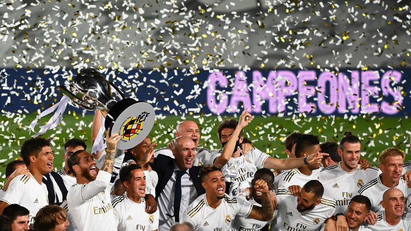 Fotografija: Real Madrid je osvojil 34. naslov španskega prvaka. FOTO: Gabriel Bouys/AFP