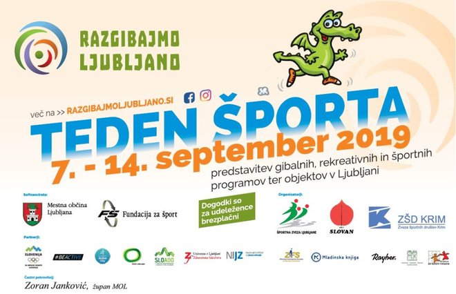 Teden športa sodi v program Razgibajmo Ljubljano, ki ga sofinancirata Mestna občina Ljubljana in Fundacija za šport.