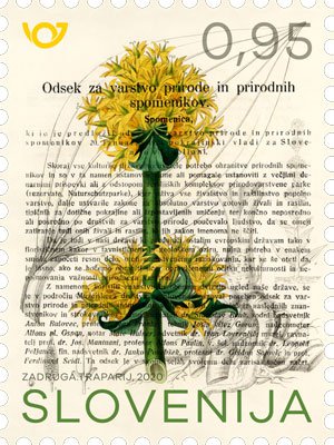 Znamka 100. obletnice Spomenice za varstvo narave. Pošta Slovenije