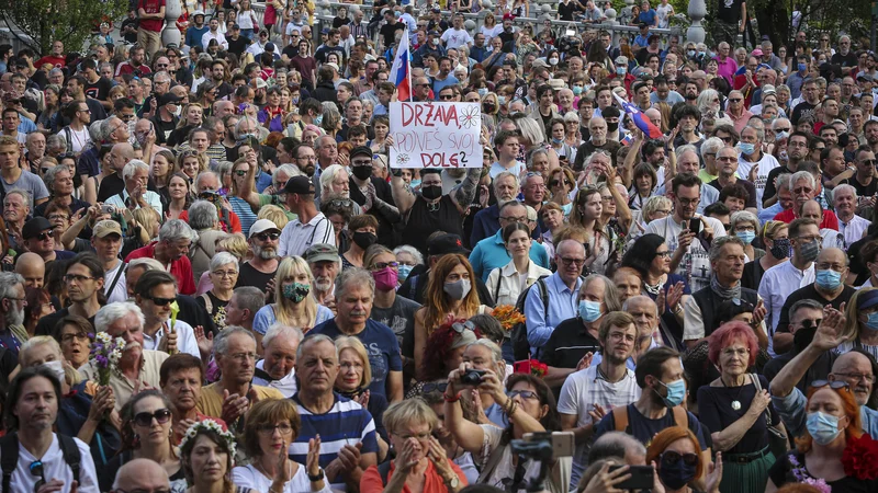 Fotografija: Protest ob dnevu državnosti. FOTO: Jože Suhadolnik/Delo