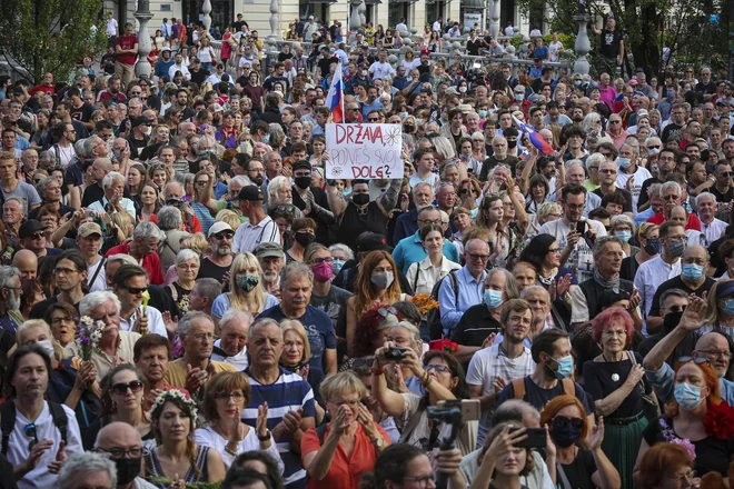 Protest ob dnevu državnosti. FOTO:&nbsp;Jože Suhadolnik/Delo
