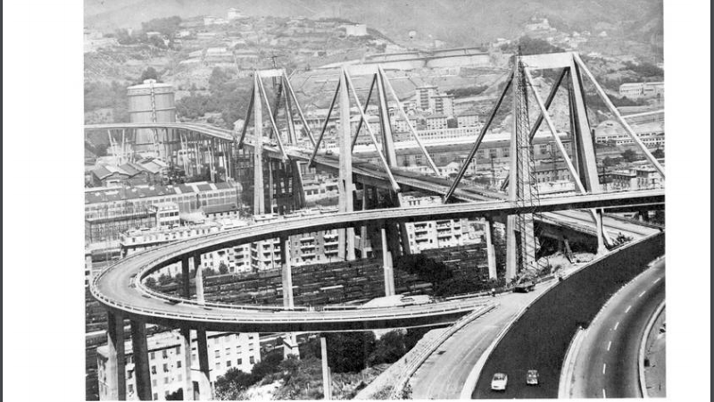 Fotografija: Fotografija viadukta v poročilu Riccarda Morandija leta 1979 FOTO: Webapi.ingenio-web.it