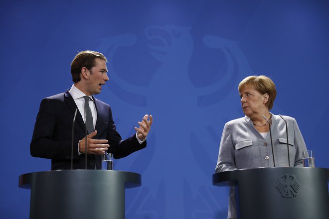 Angela Merkel in Sebastian Kurz. Foto AFP