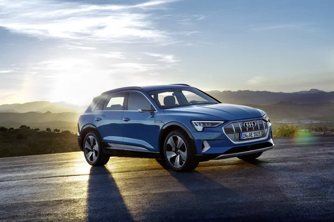 E-tron je prvi od treh električnih audijev, ki jih bodo pripravili do leta 2020. Audi pričakuje, da bo imel do leta 2025 tretjino povsem električnih avtomobilov. FOTO: Audi