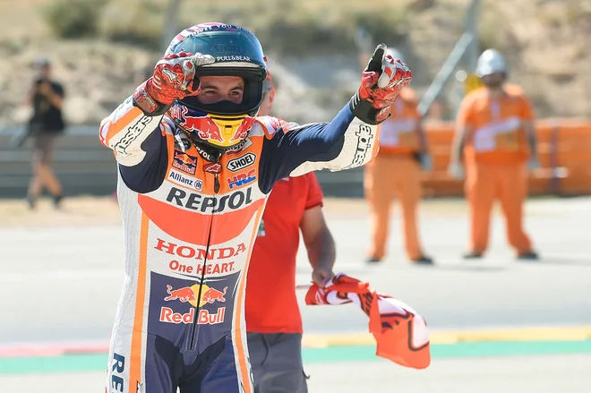 Marc Marquez je v Aragoniji zmagal tretjič zapored. FOTO: Jose Jordan/AFP