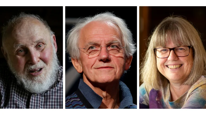 Fotografija: Arthur Ashkin, Gerard Mourou in Donna Strickland FOTO: Reuters