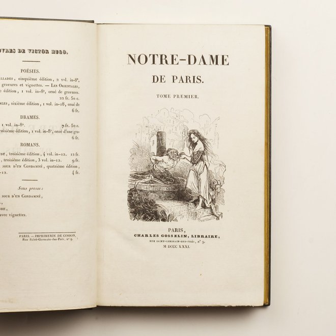Prva izdaja <em>Notredamskega zvonarja</em> Victorja Hugoja iz leta 1831