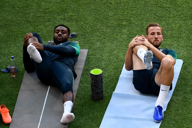 Dva meseca poškodovani Harry Kane (desno, levo Danny Rose) je pripravljen za nastop v finalu lige prvakov. FOTO: AFP