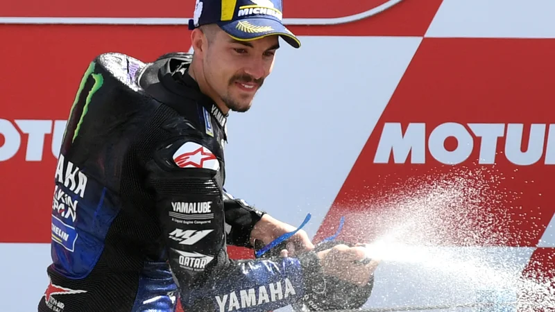 Fotografija: Maverick Viñales ni skrival navdušenja po zmagi v Assnu. FOTO: Reuters