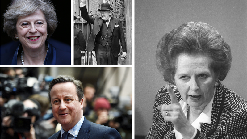 Fotografija: Zgodovinarji Winstona Churchilla in Margaret Thatcher uvrščajo med najuspešnejše konservativne ministrske predsednike. Kako bodo gledali na Davida Camerona in Thereso May? FOTO: Reuters, Wikipedia