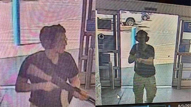Na sliki je napadalec ob vstopu v trgovino Walmart. FOTO: AFP