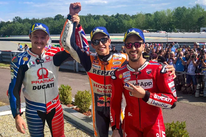 Junaki Brna Jack Miller, Marc Marquez in Andrea Dovizioso (z leve) so pod drobnogledom tudi v Avstriji.<br />
FOTO: Motogp.com