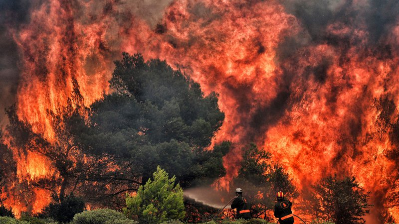 Fotografija: Julija lani je zaradi divjega požara v bližini Aten svoje življenje izgubilo več kot sto ljudi. FOTO: Valerie Gache/Afp