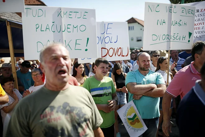 V Velikih Laščah se je zbralo približno sto ljudi. FOTO: Blaž Samec/Delo