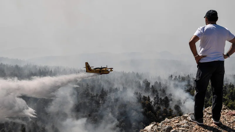 Fotografija: V gašenju sodeluje več kot 200 gasilcev. FOTO: Louisa Gouliamaki/AFP