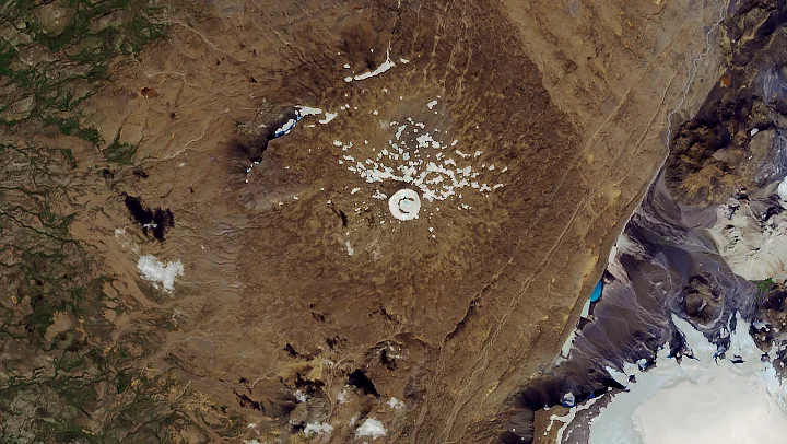 Ostanki ledenika Okjökull FOTO: Nasa Earth Observatory