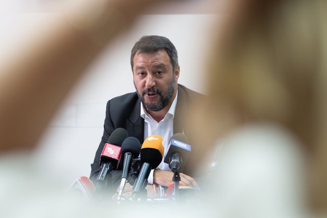 Italijanski notranji minister in eden od dveh namestnikov premiera Matteo Salvini. Foto Afp