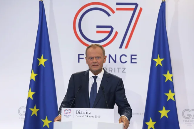 Donald Tusk je posvaril tudi pred trgovinskimi vojnami. FOTO: Ludovic Marin/Afp