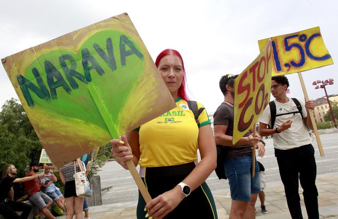Protest proti podnebnim spremembam. FOTO: Roman Šipić/Delo