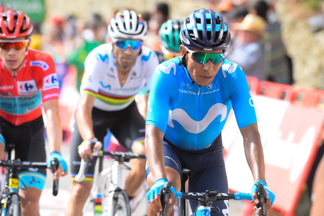 Tudi Nairo Quintana je moral v 9. etapi priznati premoč Tadeja Pogačarja. FOTO: AFP
