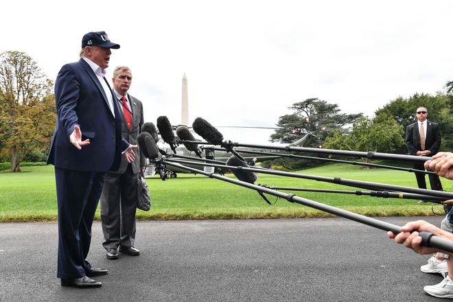 Predsednik Trump prvega septembra v Camp Davidu, FOTO: Nicholas Kamm/Afp