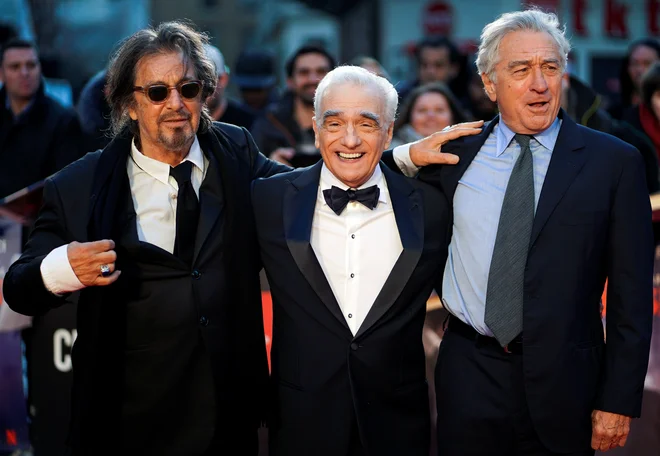 Režiser Martin Scorsese z igralcema Alom Pacinom in Robertom De Nirom FOTO: Henry Nicholls/Reuters