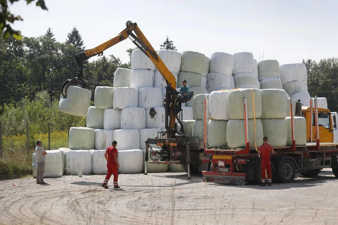 Publikus je začel odvažati bale odpadne plastike, ki jih je navozil blizu vasi Študa in Mala Loka. FOTO: Leon Vidic
