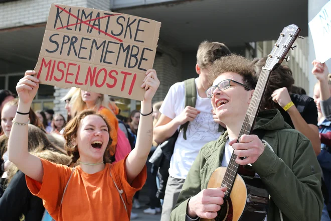 Podnebni štrajk v Novem mestu. FOTO: Tomi Lombar/Delo