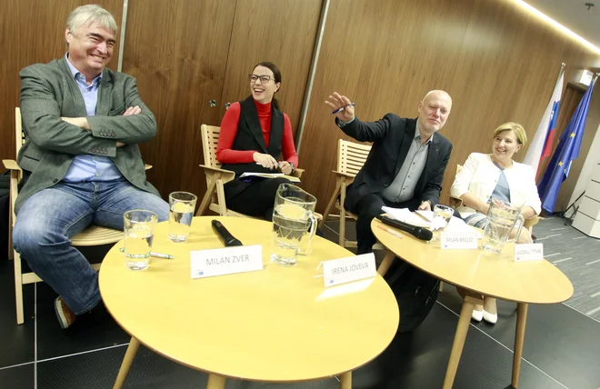 Evropski poslanci Milan Zver, Irena Joveva, Milan Brglez in Ljudmila Novak. Brglez vodi Šahovsko zvezo Slovenije. FOTO: Roman Šipić