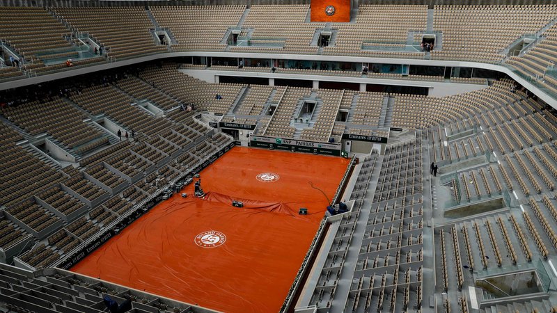 Fotografija: Prizor s štadiona v Roland Garrosu: to bi bila lahko v naslednjem obdobju začasna teniška realnost med dvoboji kjerkoli na svetu. FOTO: Thomas Samson/AFP