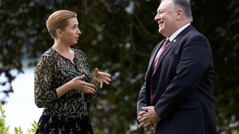 Fotografija: Ameriški državni sekretar Mike Pompeo z dansko premierko Mette Frederiksen Foto Reuters