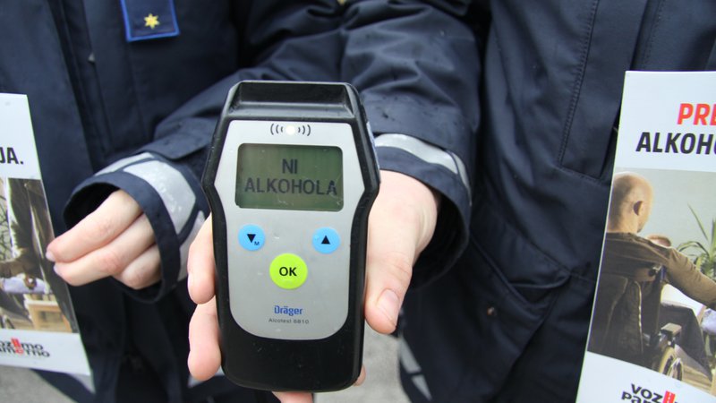 Fotografija: Namesto takšnega izpisa je alkotest pri voznici pokazal 1,82 miligrama alkohola v litru izdihanega zraka oziroma 3,8 promila alkohola v krvi. FOTO: PU Novo mesto