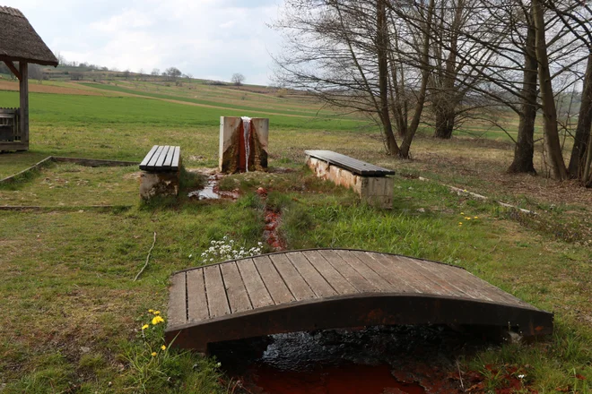 V Nuskovi si je mogoče ogledati vrelec naravne slatine in jo tudi pokusiti. FOTO: Jože Pojbič/Delo