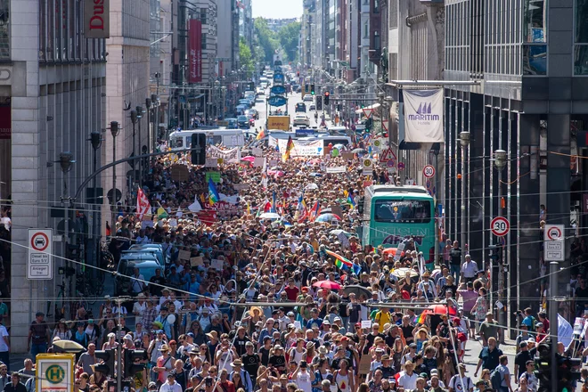 Protesti v Berlinu. FOTO: John Macdougall/AFP
