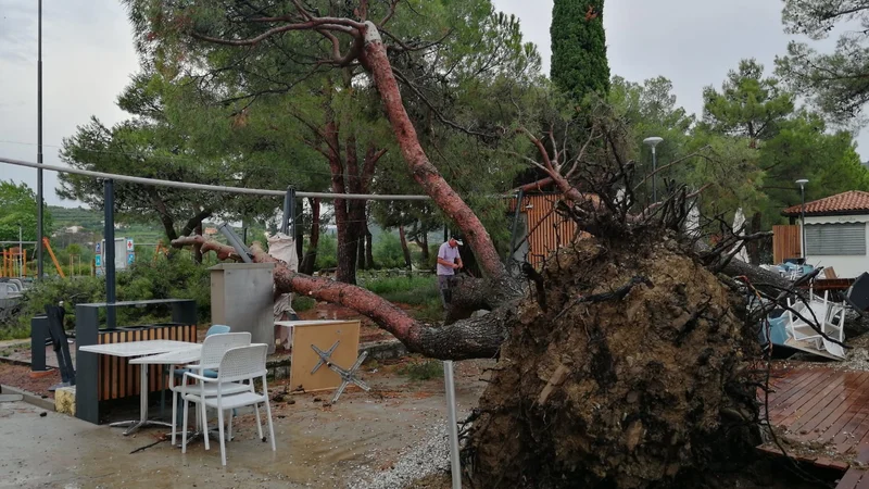 Fotografija: Nevihta na plaži v Strunjanu. FOTO: Lari Lehpamer