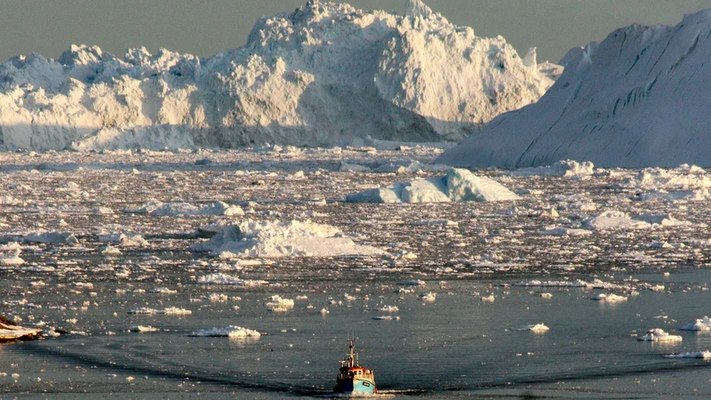Fotografija: Nekatere meteorološke študije so napovedale, da bo do leta 2050 z Arktike izginil led. FOTO: Steen Ulrik Johannessen/AFP