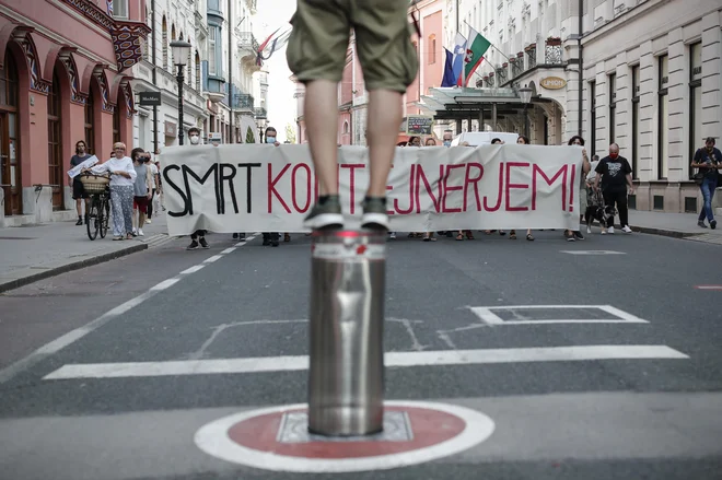 Protest je bil dobro obiskan. FOTO: Uroš Hočevar/Delo