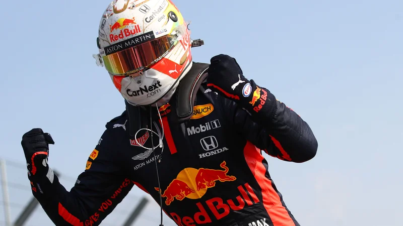 Fotografija: Max Verstappen ni skrival navdušenja. FOTO: Bryn Lennon/AFP