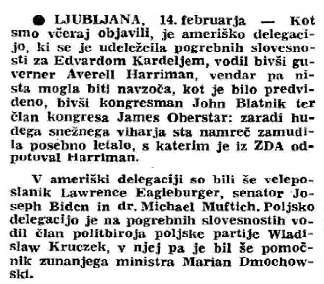 Faksimile poročila, ki ga je Delo objavilo 15. februarja 1979. FOTO: Delo