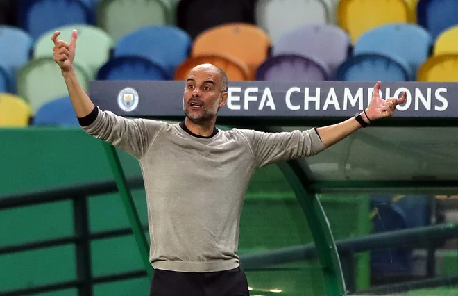 Pep Guardiola je že tretjič zapored izgubil proti slabše rangiranemu moštvu. FOTO: Miguel A. Lopes/AFP
