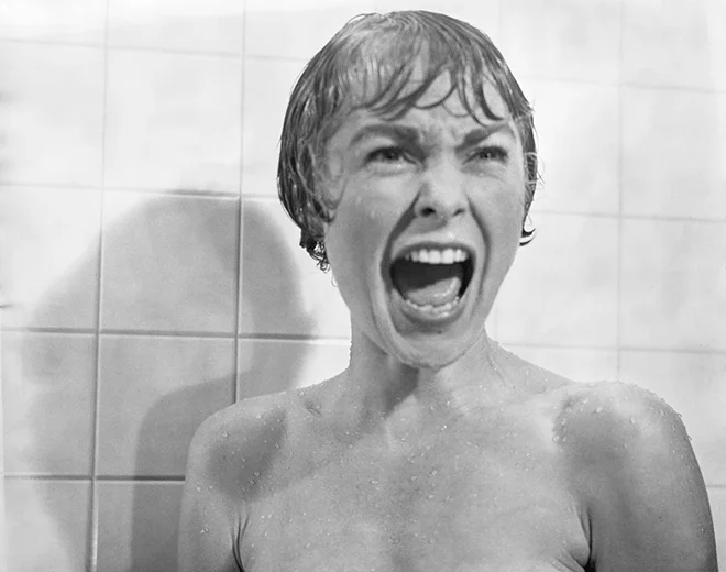 Marion Crane (Janet Leigh), ki je delodajalcu izmaknila večjo vsoto denarja, med begom najde zatočišče v obskurnem motelu Bates. Vsi vemo, kaj sledi. FOTO: Imdb