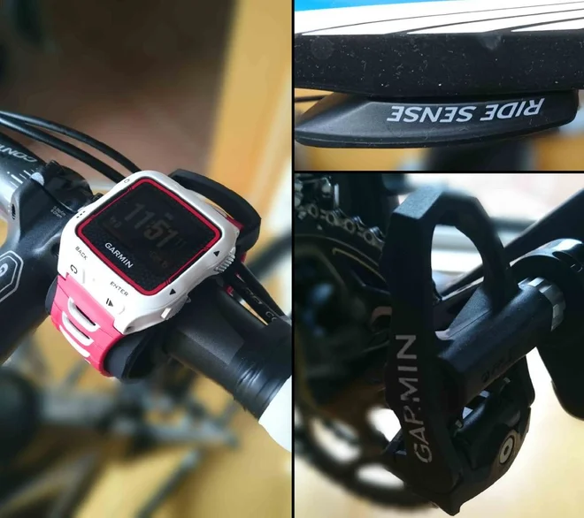 Za izvedbo eksperimentalnega dela smo uporabili Garminov merilnik moči Vector 2 v kombinaciji s športno uro Garmin Forerunner 920XT in merilnikom hitrosti in kadence Giant Ride Sense. FOTO: Arhiv Polet