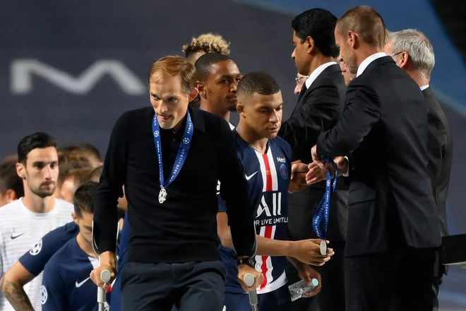 Trener PSG Thomas Tuchel je bil ponosen in tudi razočaran, a ne preveč, kot je poudaril. FOTO: Lluis Gene/AFP