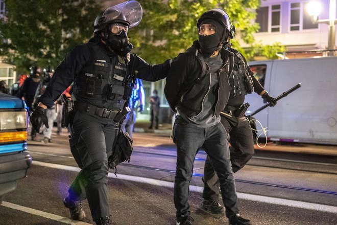Nekateri v ZDA še vedno menijo, da bodo s policijsko silo rešili vse. FOTO: Nathan Howard/AFP