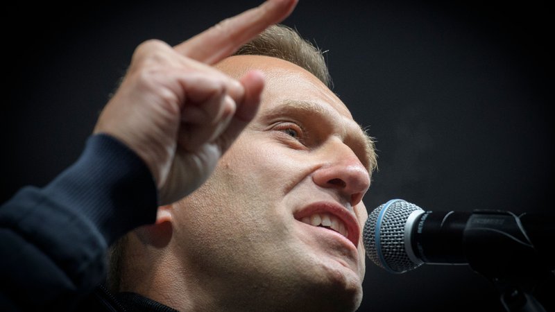 Fotografija: Aleksaj Navalni med nastopom na demonstracijah septembra 2019
Foto Juri Kadobnov/AFP