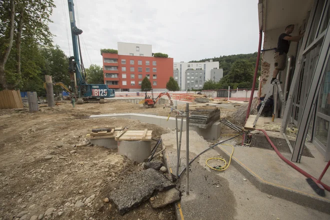 Pri OŠ Riharda Jakopiča so podrli staro telovadnico. FOTO: Jure Eržen/Delo