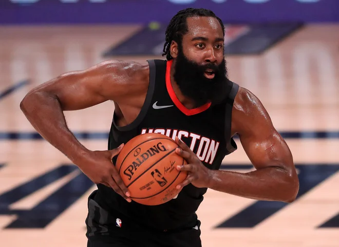 Houstonov ostrostrelec James Harden je imel slab strelski večer. FOTO: Mike Ehrmann/AFP<br />