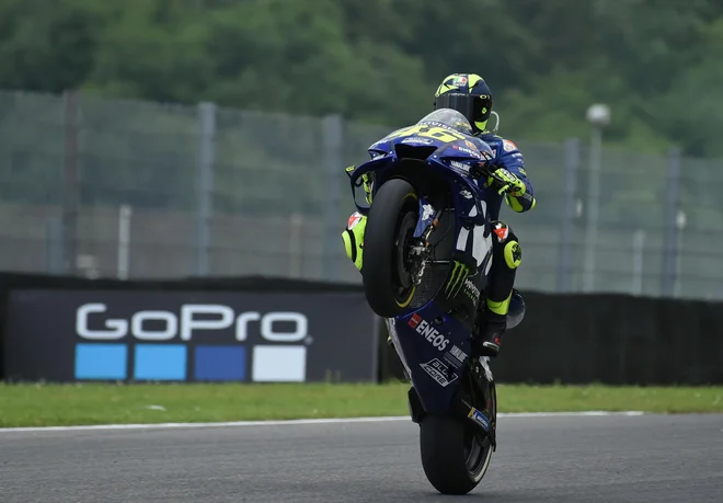 Valentino Rossi med včerajšnjim treningom pred VN Italije.<br />
Foto AP