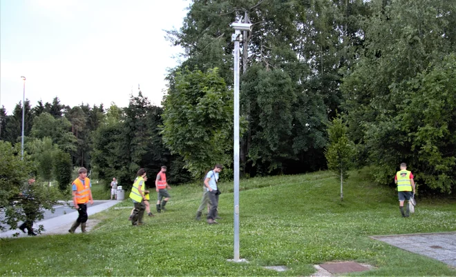 Policisti, uslužbenci Darsa in zaposleni na bencinskem servisu OMV so večino rakov pobrali v posode. FOTO: Brane Piano